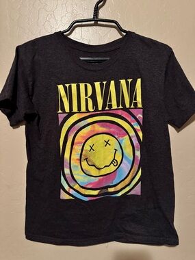 NIRVANA Black Tie-Dye Smiley Logo Tee